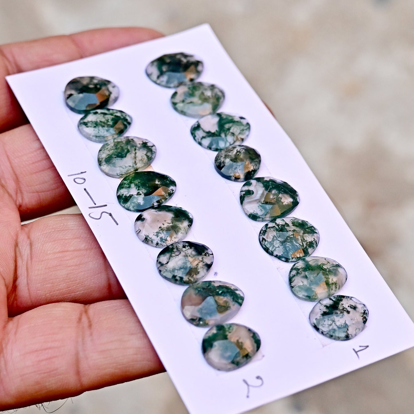 Moss Agate Rosecut  10-15mm Freeform Shape AA Grade Gemstone Strip-Total 8 pcs in One