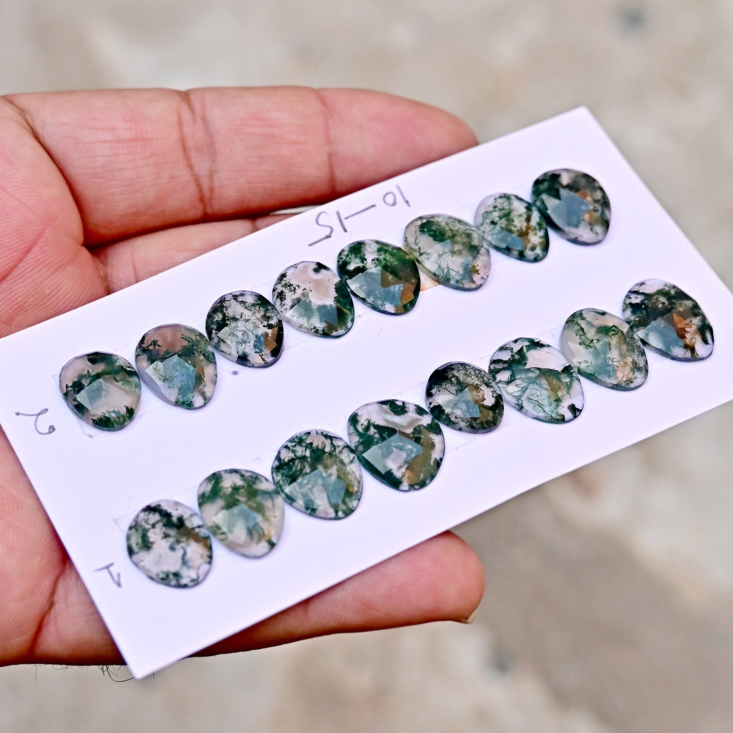 Moss Agate Rosecut  10-15mm Freeform Shape AA Grade Gemstone Strip-Total 8 pcs in One