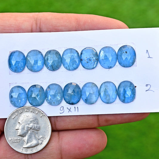 39,85 ct Smaragd Bio Grüner Kyanit Rosenschliff Cabochon 8x14mm - 9x12mm Oval Form AA Qualität Edelstein Paket - Insgesamt 10 Stück