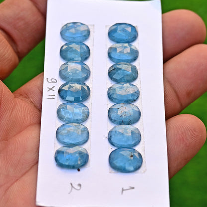 39,85 ct Smaragd Bio Grüner Kyanit Rosenschliff Cabochon 8x14mm - 9x12mm Oval Form AA Qualität Edelstein Paket - Insgesamt 10 Stück