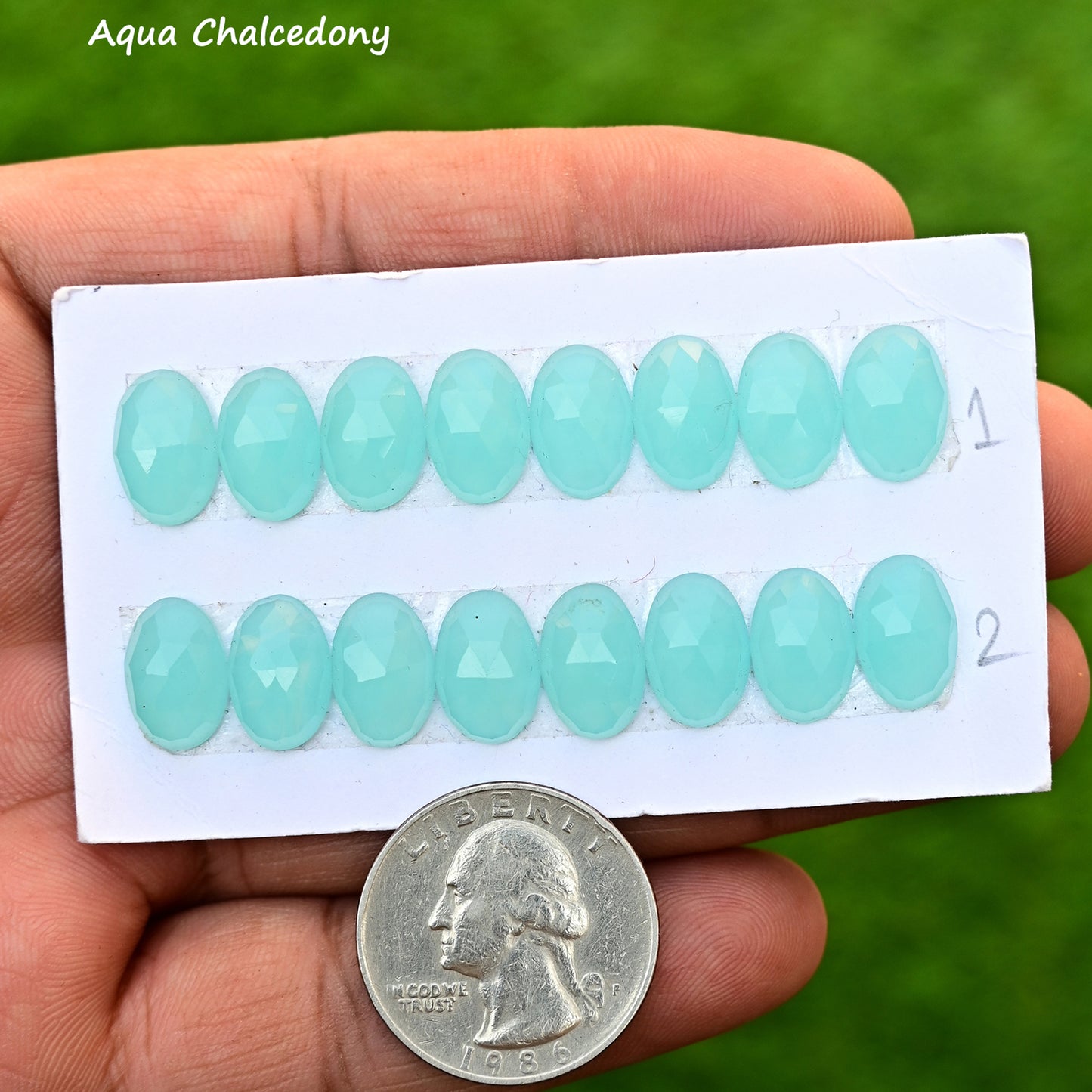 Aqua Chalcedon Set Rosenschliff Mix Form AA Grade Edelstein Set-insgesamt 5 Stück in einem