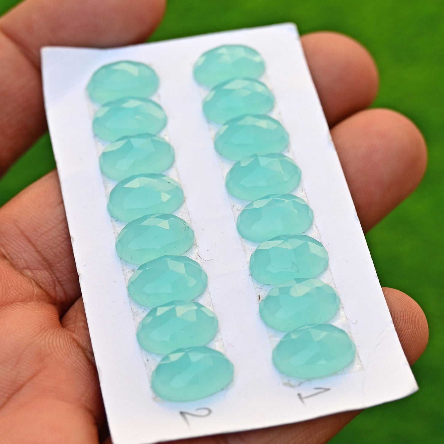 Aqua Chalcedon Set Rosenschliff Mix Form AA Grade Edelstein Set-insgesamt 5 Stück in einem