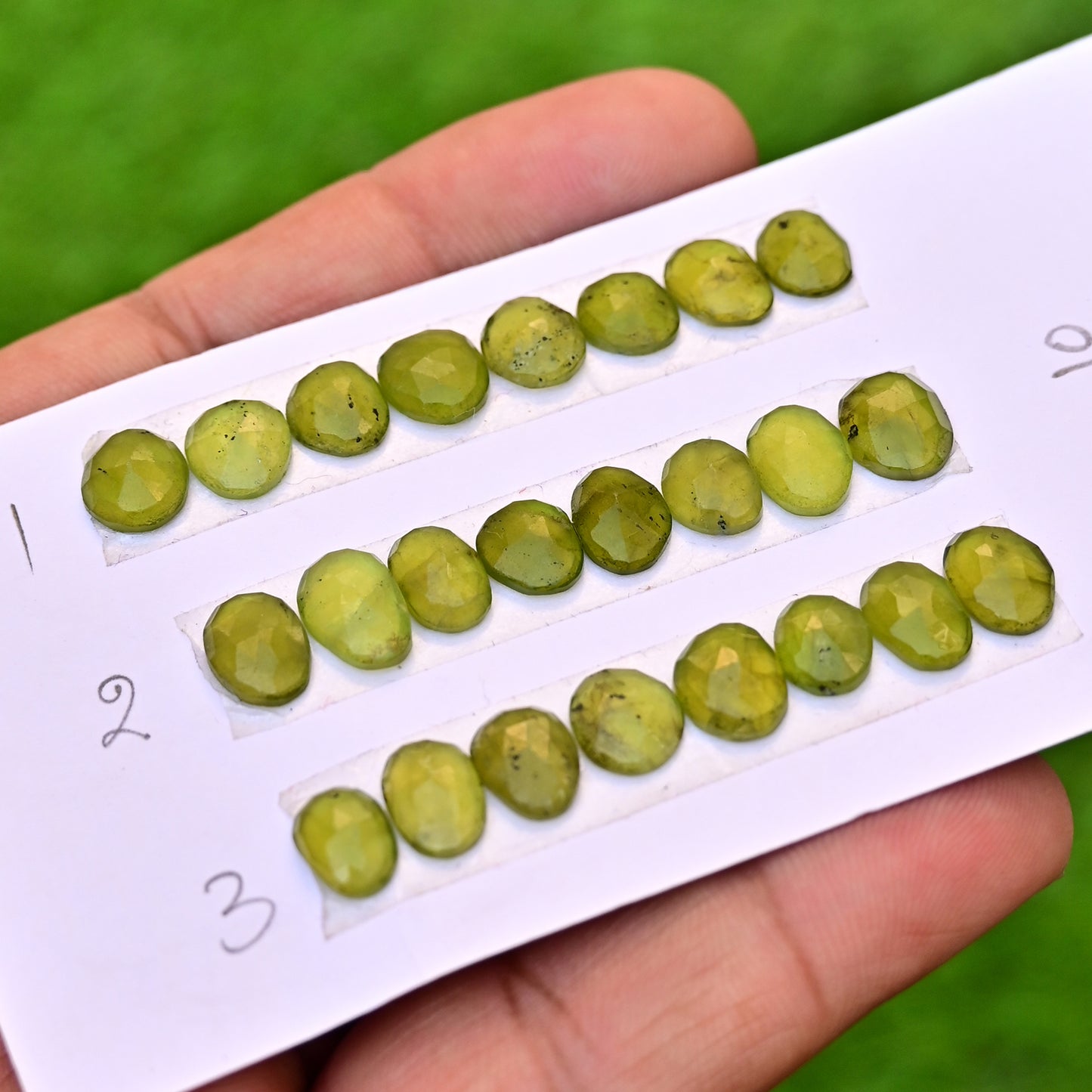 Vesuvianite Rose Cut Freeform Shape 6-10mm AA Grade Strip Set -Total 8 Pcs in one strip