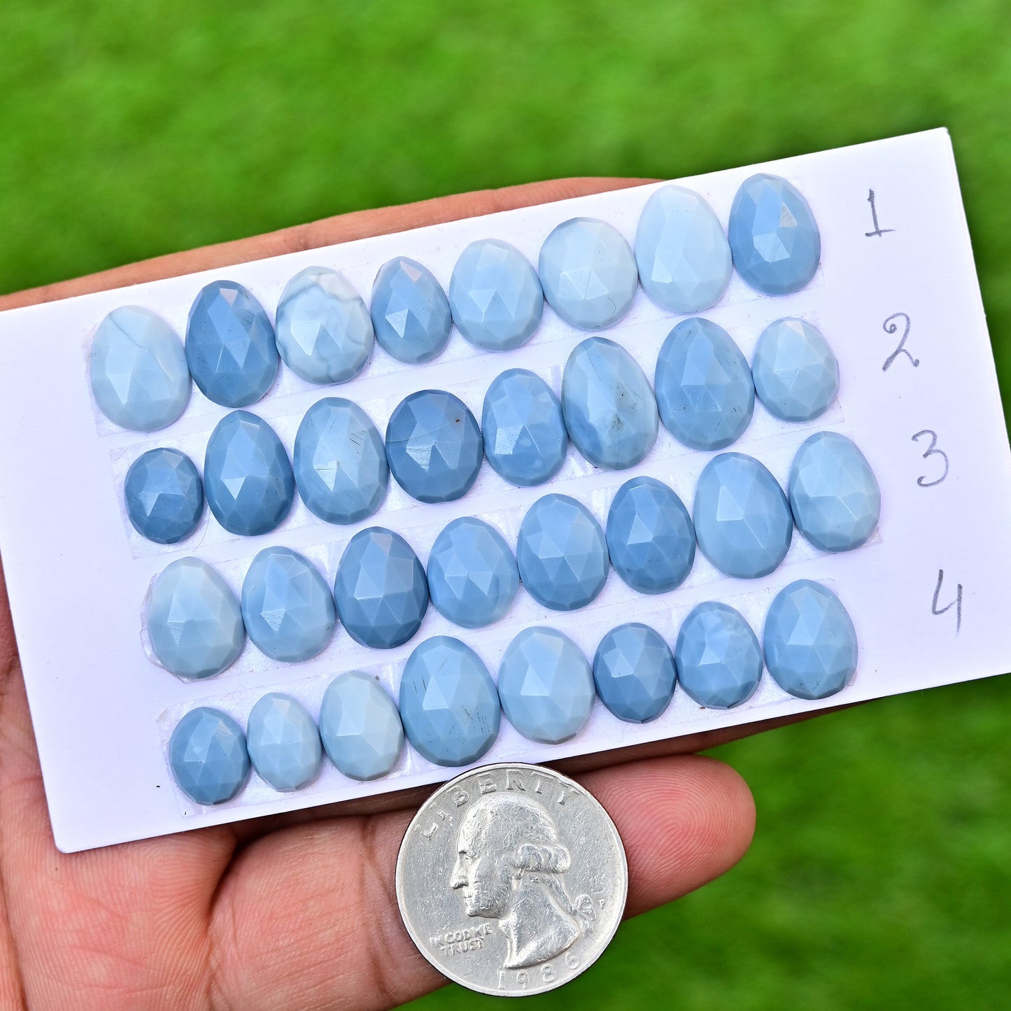 Owyhee Blue Opal Faceted Rose Cut 8x10mm and 10x14mm  Oval Shape AA Grade Gemstone Parcel -Total 8 Pcs in One