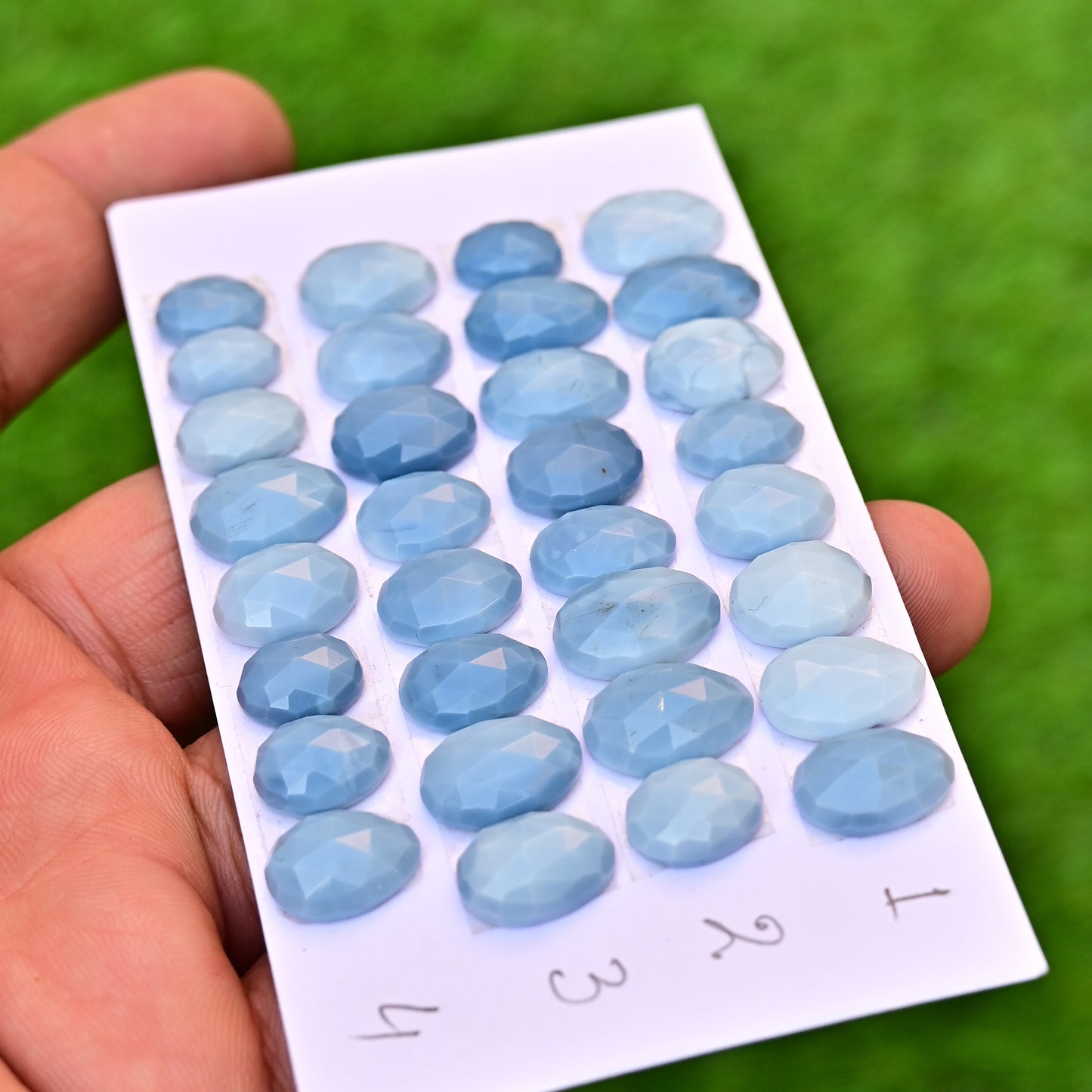 Owyhee Blue Opal Faceted Rose Cut 8x10mm and 10x14mm  Oval Shape AA Grade Gemstone Parcel -Total 8 Pcs in One