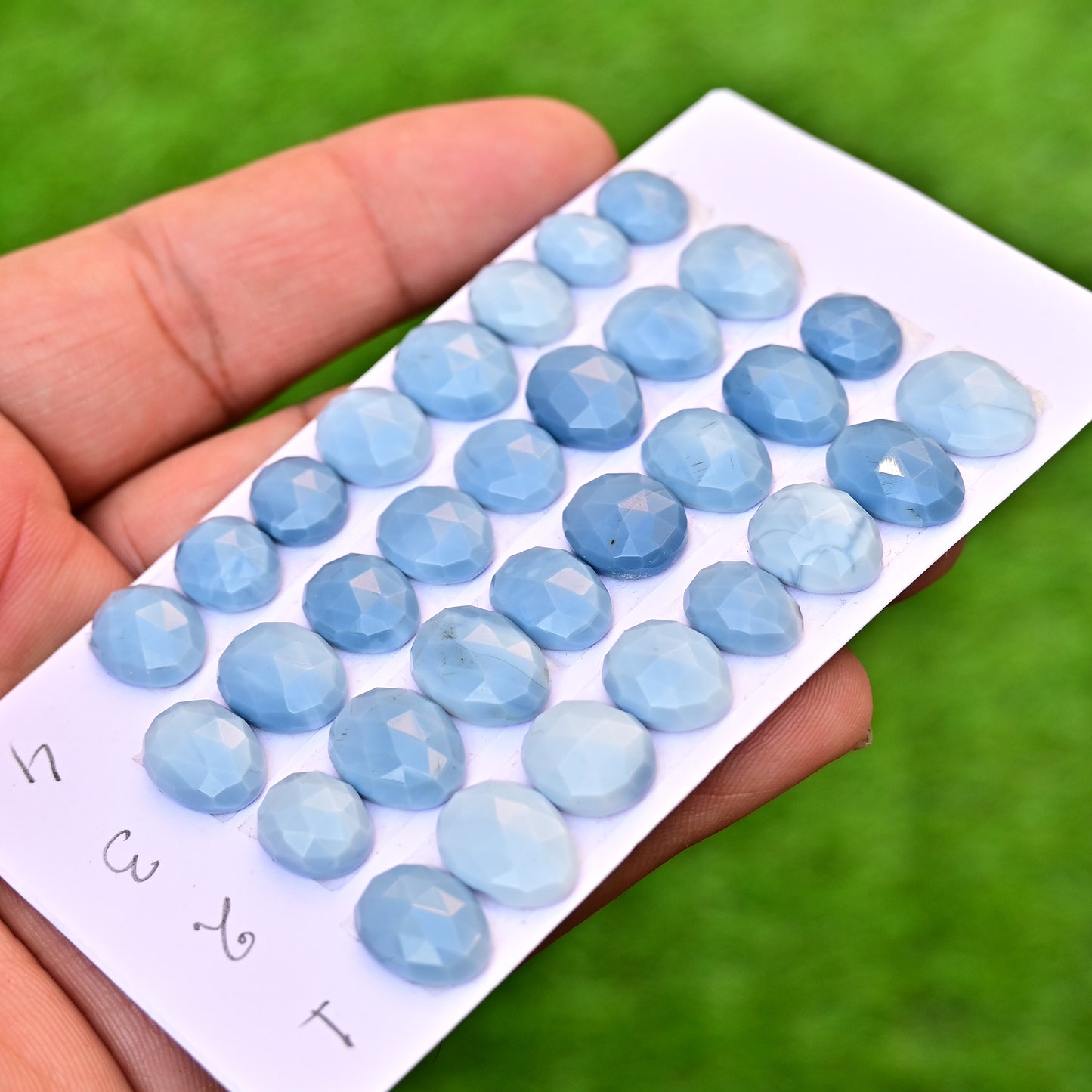 Owyhee Blue Opal Faceted Rose Cut 8x10mm and 10x14mm  Oval Shape AA Grade Gemstone Parcel -Total 8 Pcs in One