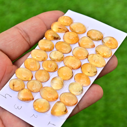 Citrine Rose Cut Cabochon 6X16mm - 10X15mm Mix Shape AA Grade Gemstone Strip-Total 8 Pcs In One