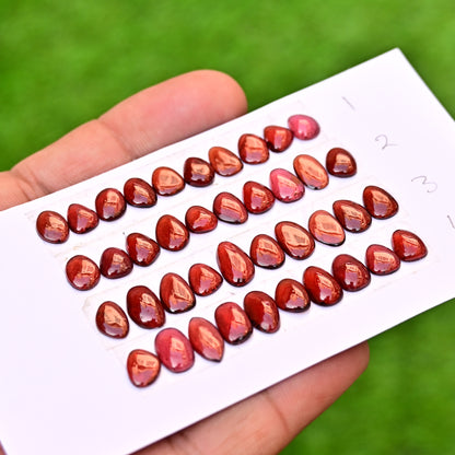 Mozambique Garnet Smooth Cabochon 6-7mm, 6-10mm AA Grade Gemstone Strip- Total 10 Pcs in One