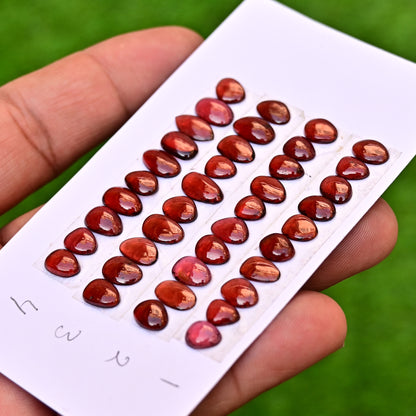 Mozambique Garnet Smooth Cabochon 6-7mm, 6-10mm AA Grade Gemstone Strip- Total 10 Pcs in One