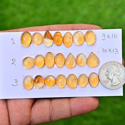 Citrine Cabochon Mix Shape 9X14mm - 10X13mm AA Grade Gemstone Strip-Total 7 Pcs In One