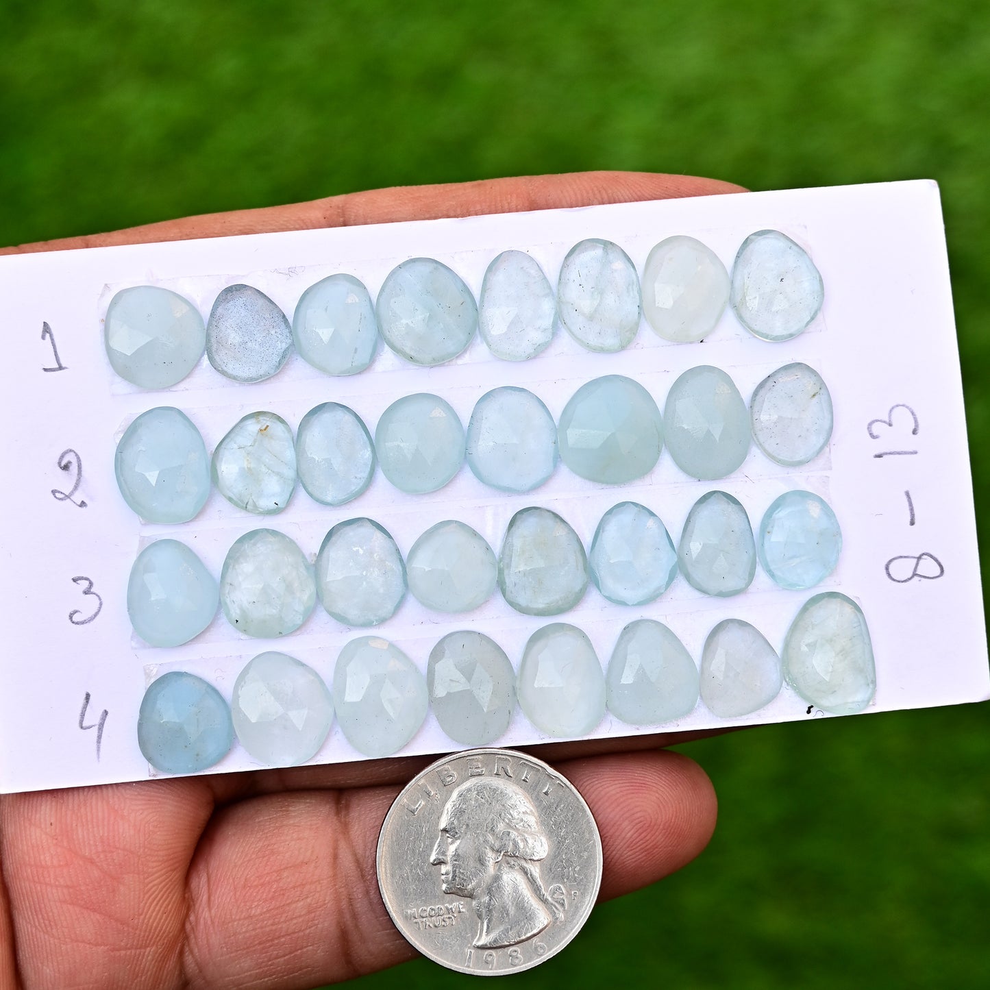 Milky Aquamarine 8mm-13mm Rose Cut Freeform Shape AA Grade Gemstone Strip - Total 8 Pcs in One Strip