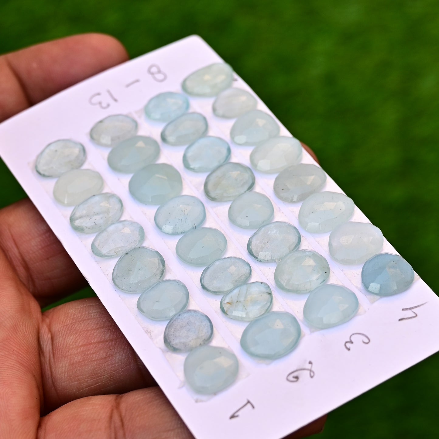 Milky Aquamarine 8mm-13mm Rose Cut Freeform Shape AA Grade Gemstone Strip - Total 8 Pcs in One Strip