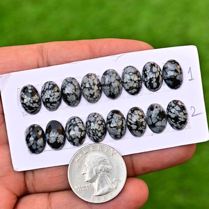 Snowflake Obsidian Rose  8x12mm Oval Shape AA Grade Gemstone Strip Set -Total 8 Pcs in one strip