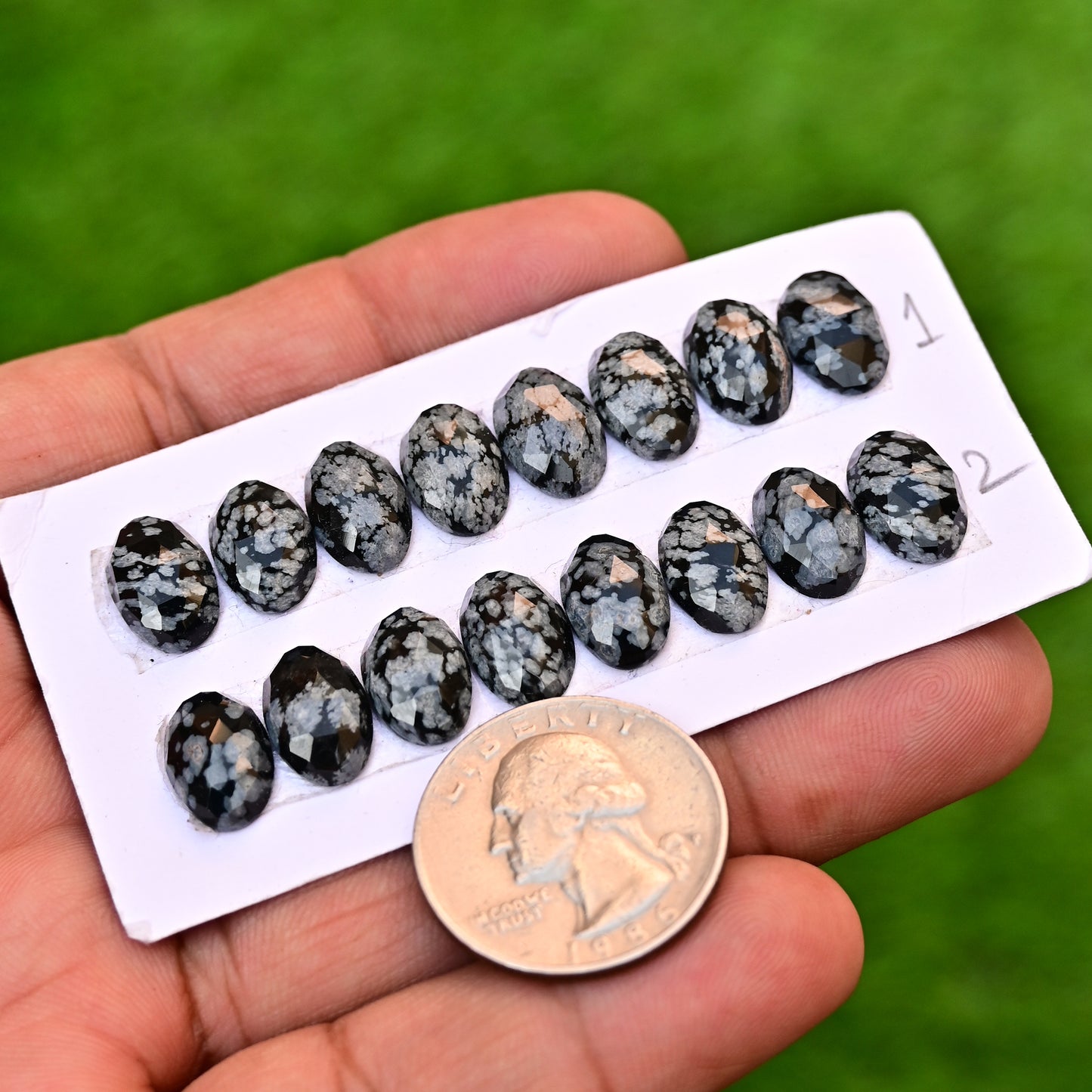 Snowflake Obsidian Rose  8x12mm Oval Shape AA Grade Gemstone Strip Set -Total 8 Pcs in one strip