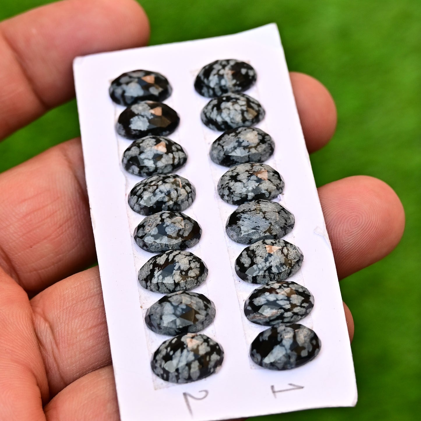 Snowflake Obsidian Rose  8x12mm Oval Shape AA Grade Gemstone Strip Set -Total 8 Pcs in one strip