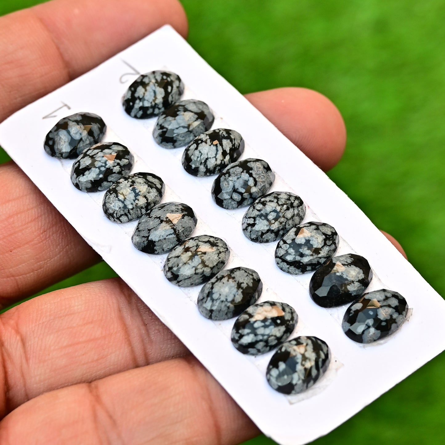 Snowflake Obsidian Rose  8x12mm Oval Shape AA Grade Gemstone Strip Set -Total 8 Pcs in one strip