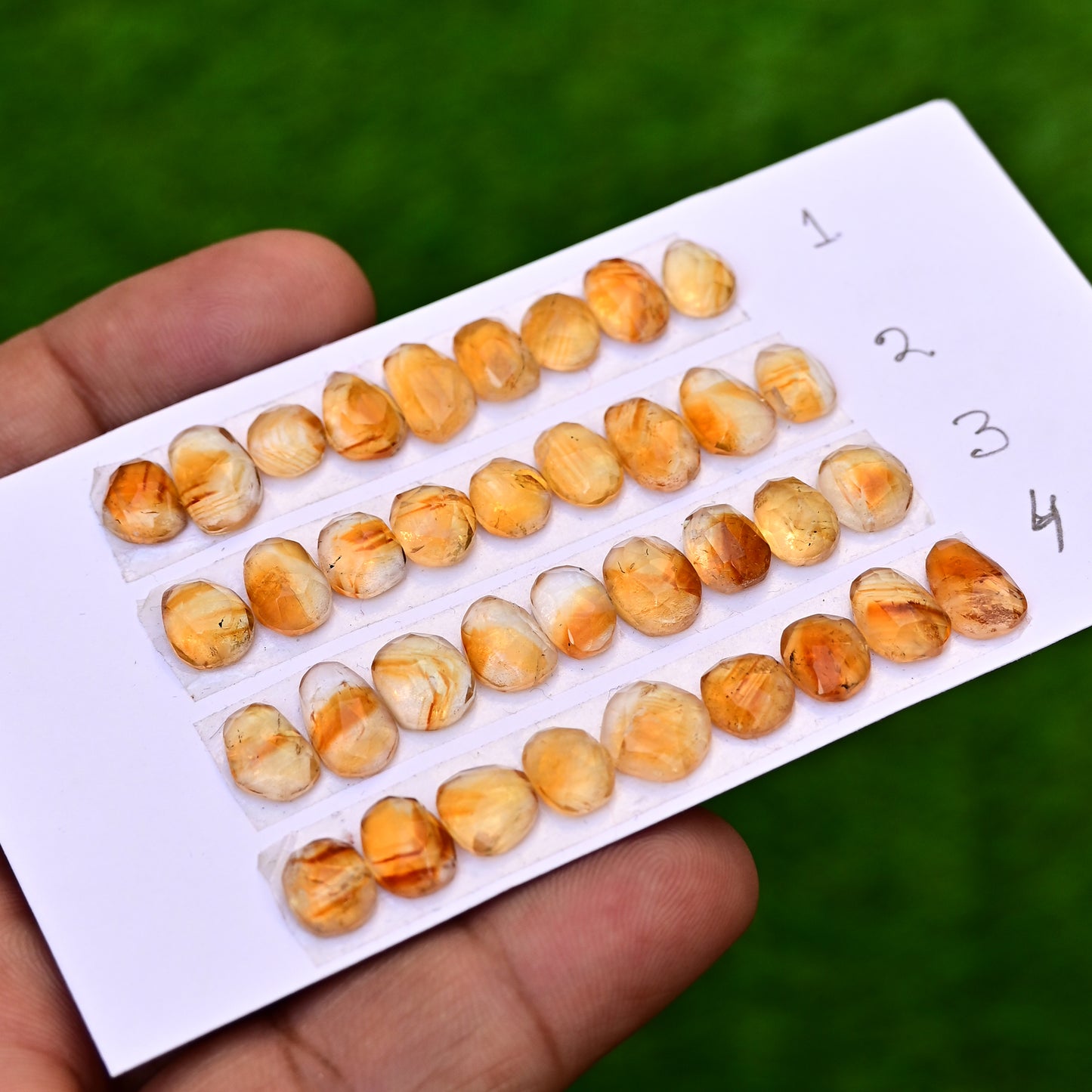 Bio Citrine Cabochon Freeform Shape 7-11mm - 7-9mm AA Grade Gemstone Strip-Total 9 Pcs In One Strip