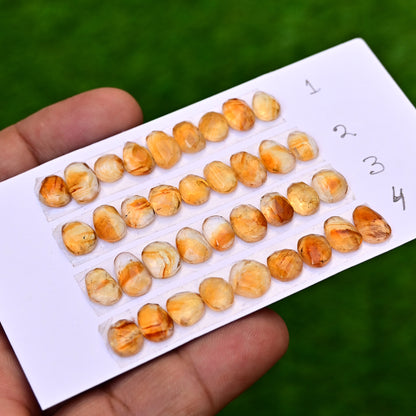 Bio Citrine Cabochon Freeform Shape 7-11mm - 7-9mm AA Grade Gemstone Strip-Total 9 Pcs In One Strip