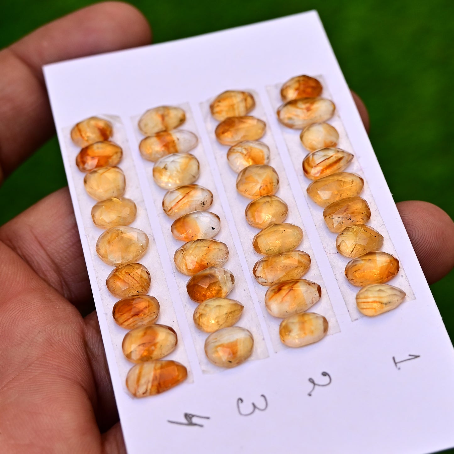 Bio Citrine Cabochon Freeform Shape 7-11mm - 7-9mm AA Grade Gemstone Strip-Total 9 Pcs In One Strip