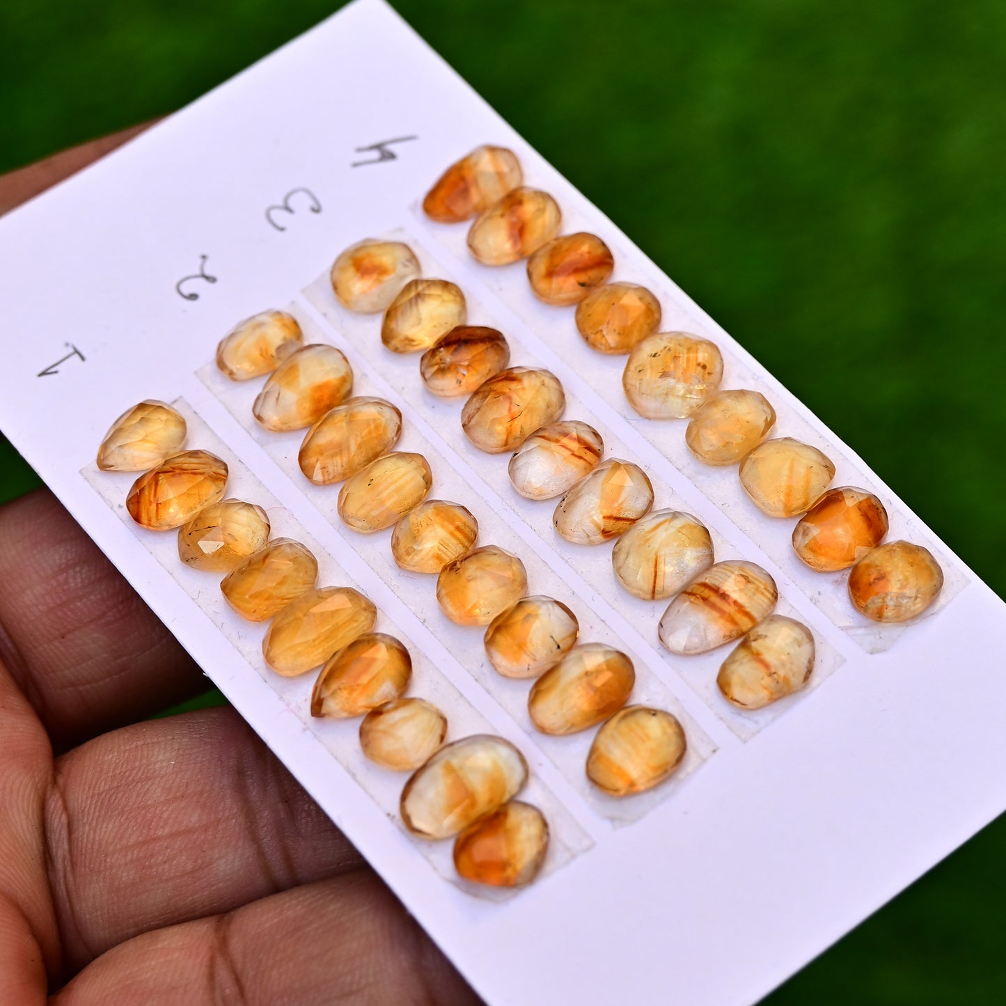 Bio Citrine Cabochon Freeform Shape 7-11mm - 7-9mm AA Grade Gemstone Strip-Total 9 Pcs In One Strip