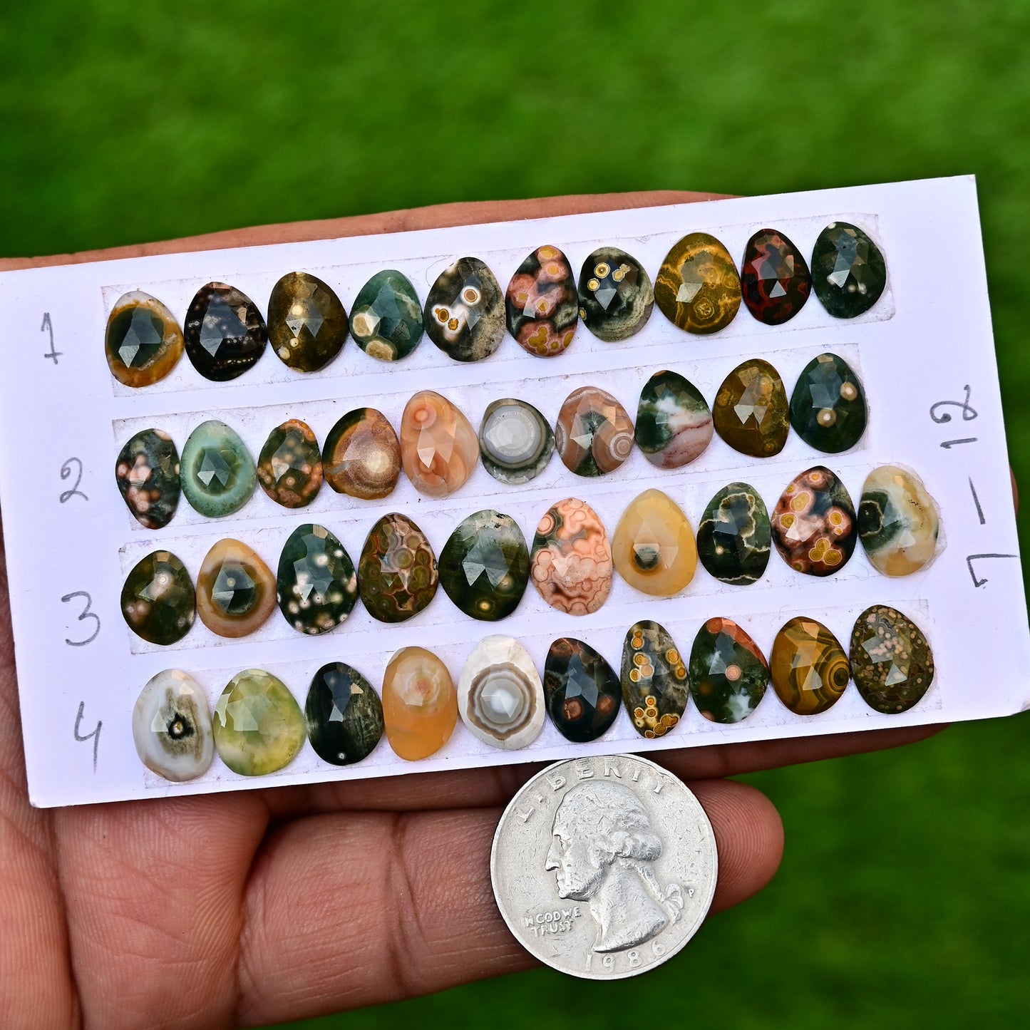 Ocean Jasper Freeform Shape Rosecut 7-12mm AA Grade Gemstone Strip - Total 10 Pcs in One Strip