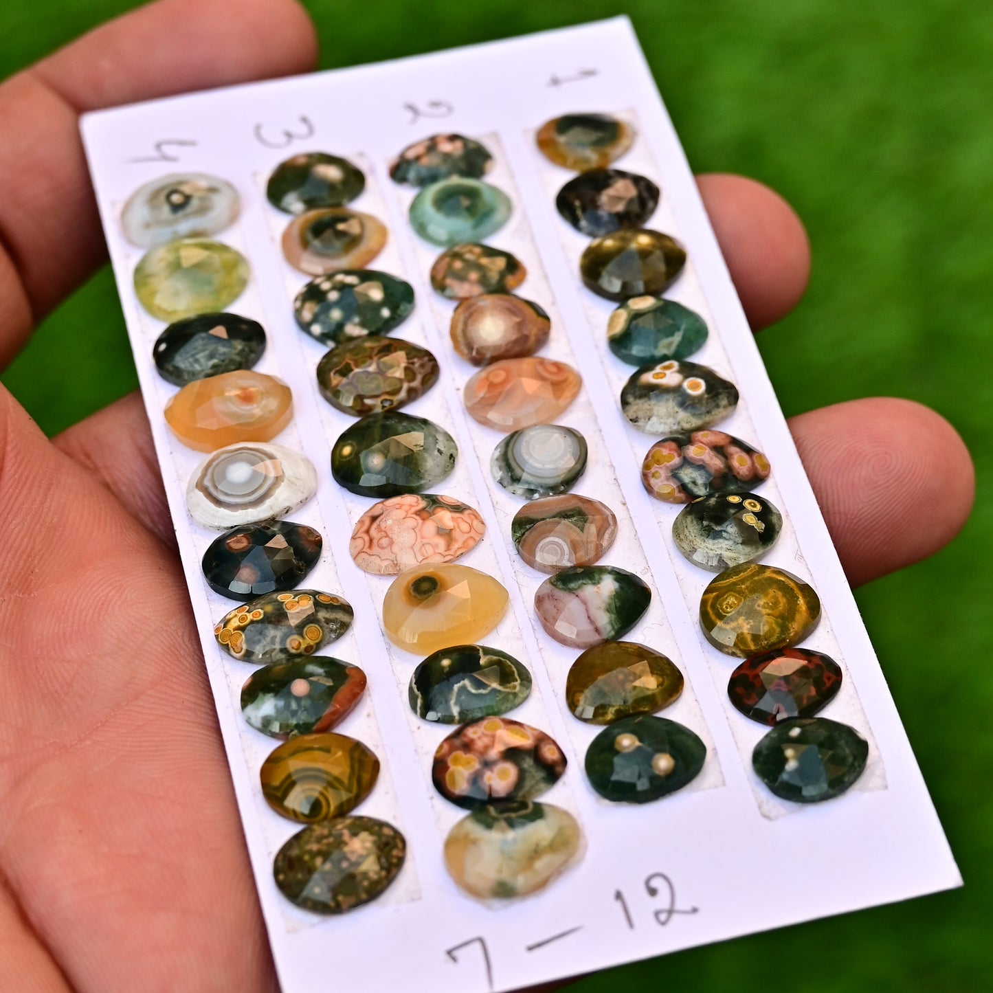 Ocean Jasper Freeform Shape Rosecut 7-12mm AA Grade Gemstone Strip - Total 10 Pcs in One Strip