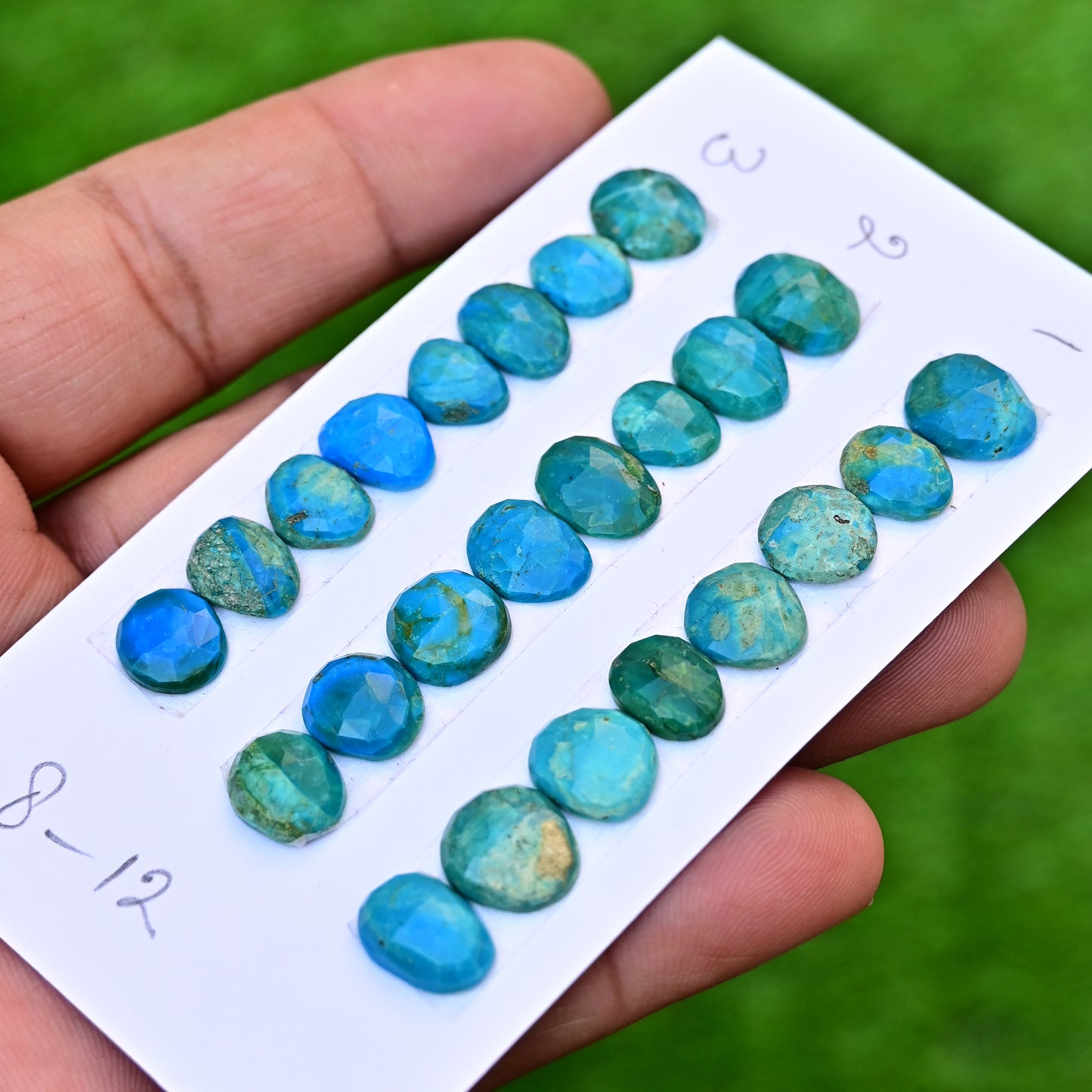 Peruvian Opal Cabochons 8-12mm For Jewelry Making Mix Shape AA Grade Loose Gemstone Strip - Total 8 pcs in One