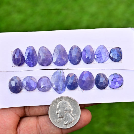 Tanzanite Cabochon 16-9mm Mix Shape AA Grade Gemstone Strip - Total 8 Pcs in one strip