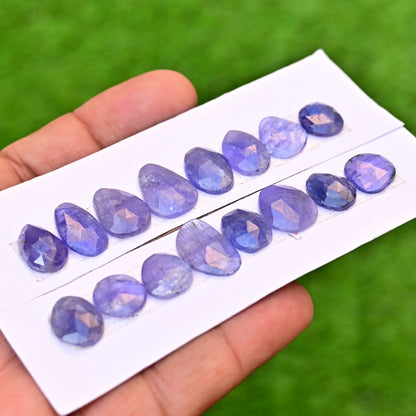 Tanzanite Cabochon 16-9mm Mix Shape AA Grade Gemstone Strip - Total 8 Pcs in one strip