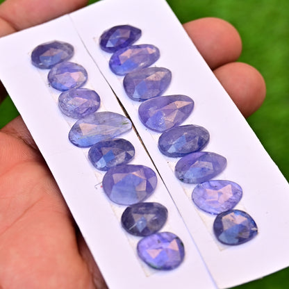 Tanzanite Cabochon 16-9mm Mix Shape AA Grade Gemstone Strip - Total 8 Pcs in one strip