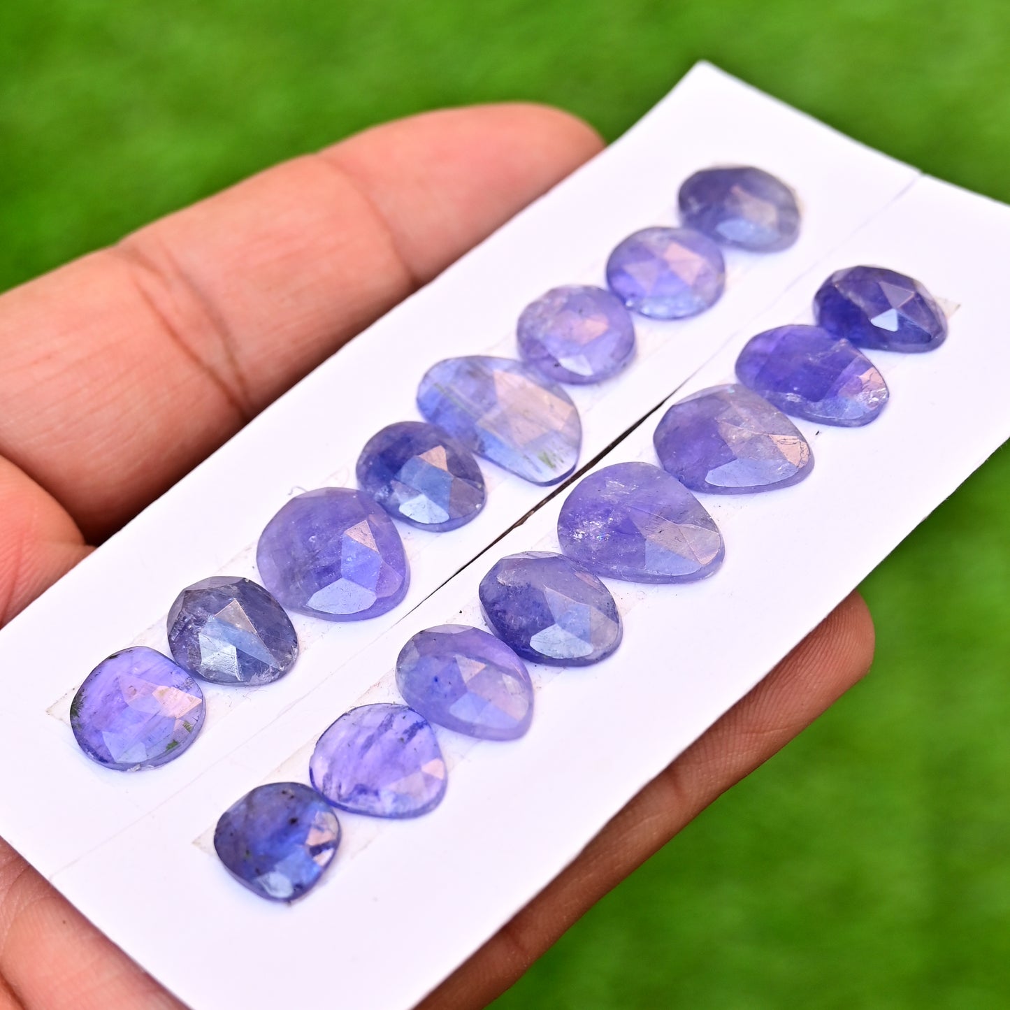 Tanzanite Cabochon 16-9mm Mix Shape AA Grade Gemstone Strip - Total 8 Pcs in one strip