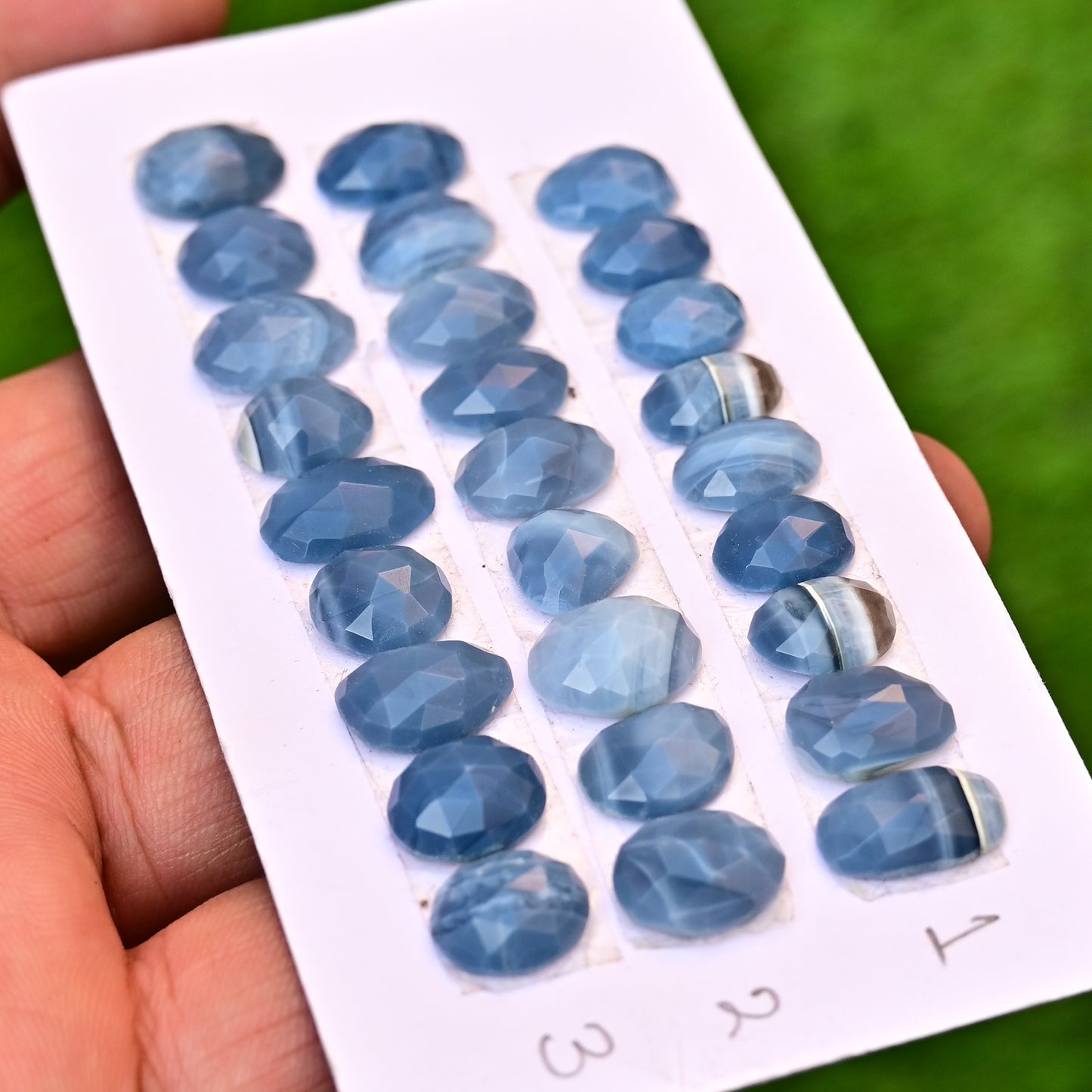 Owyhee Blue Opal Faceted Rose Cut 8x11mm - 9x12mm  Freeform Shape AA Grade Gemstone Strip -Total 9 Pcs in one