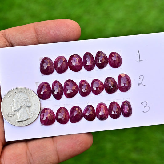 Paquete de piedras preciosas de grado AA de 24,25 cts de cabujón de rubí africano natural de talla rosa de 10 x 13 mm a 10 x 16 mm (4 unidades en total)