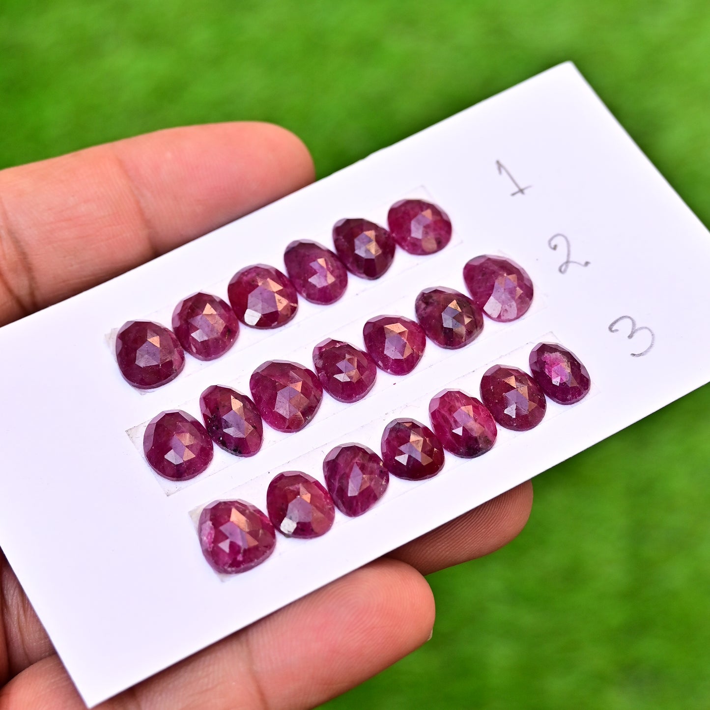 African Ruby Rose Cut Freeform Shape 7mm-12mm AA Grade Gemstone Strip Set-Total 6 Pcs in one