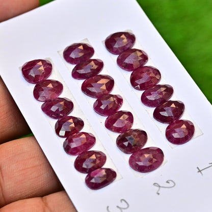 African Ruby Rose Cut Freeform Shape 7mm-12mm AA Grade Gemstone Strip Set-Total 6 Pcs in one