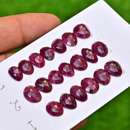 African Ruby Rose Cut Freeform Shape 7mm-12mm AA Grade Gemstone Strip Set-Total 6 Pcs in one