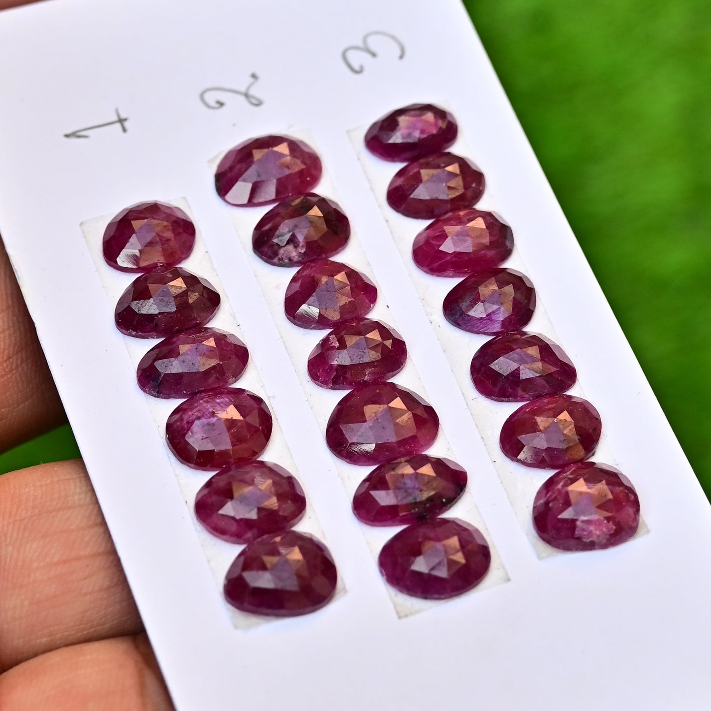 African Ruby Rose Cut Freeform Shape 7mm-12mm AA Grade Gemstone Strip Set-Total 6 Pcs in one