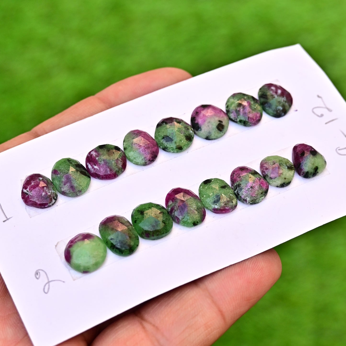 Ruby zoisite Rose Cut Freeform Shape 12-9mm, AA Grade Gemstone Strip - Total 8 Pcs in One