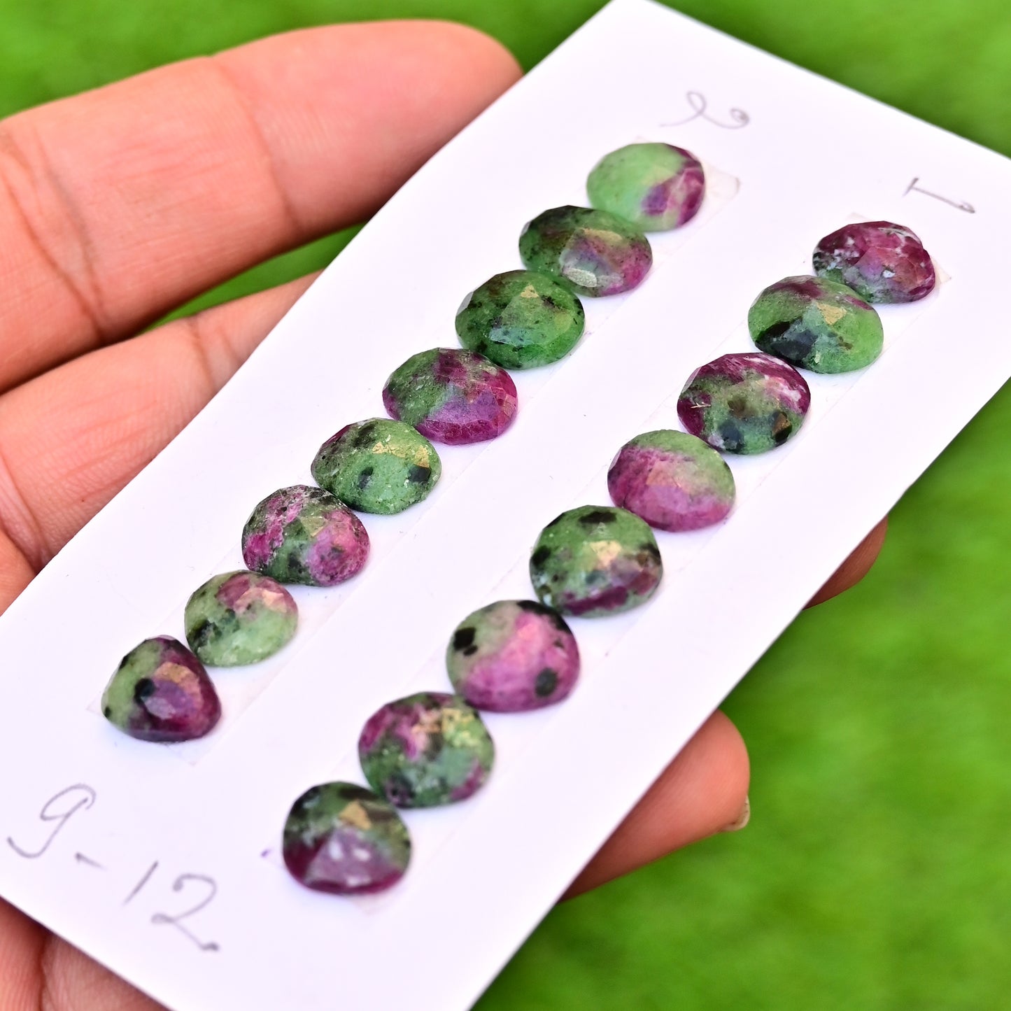 Ruby zoisite Rose Cut Freeform Shape 12-9mm, AA Grade Gemstone Strip - Total 8 Pcs in One