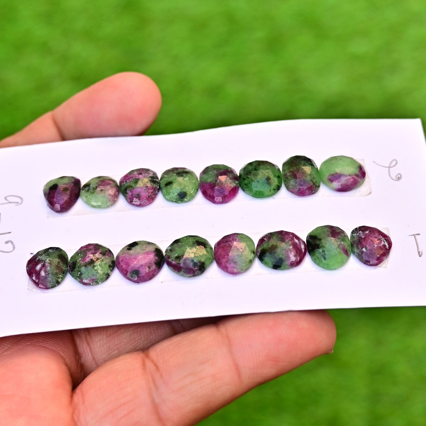 Ruby zoisite Rose Cut Freeform Shape 12-9mm, AA Grade Gemstone Strip - Total 8 Pcs in One