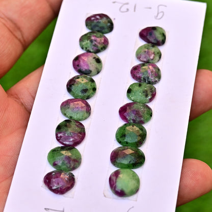 Ruby zoisite Rose Cut Freeform Shape 12-9mm, AA Grade Gemstone Strip - Total 8 Pcs in One