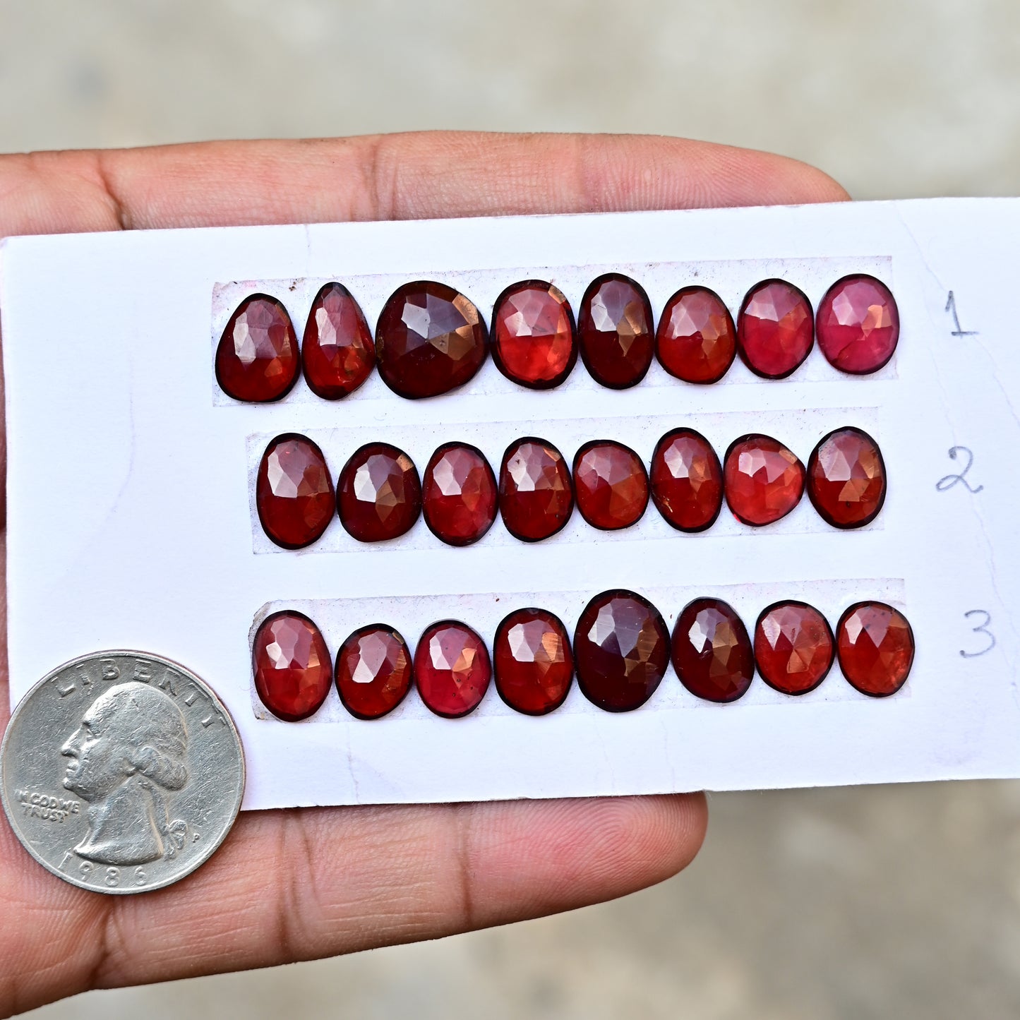 Garnet Rosecut Cabochon 8mm - 11mm AA Grade Gemstone Strip- Total 8 Pcs in One