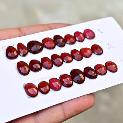 Garnet Rosecut Cabochon 8mm - 11mm AA Grade Gemstone Strip- Total 8 Pcs in One