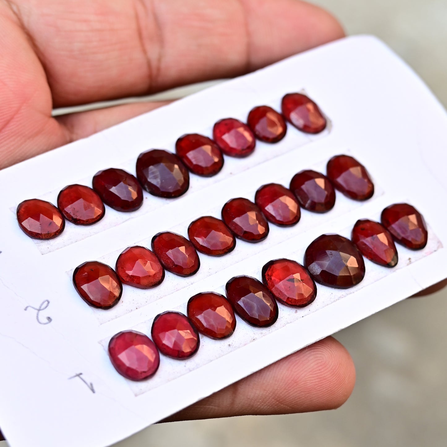 Garnet Rosecut Cabochon 8mm - 11mm AA Grade Gemstone Strip- Total 8 Pcs in One