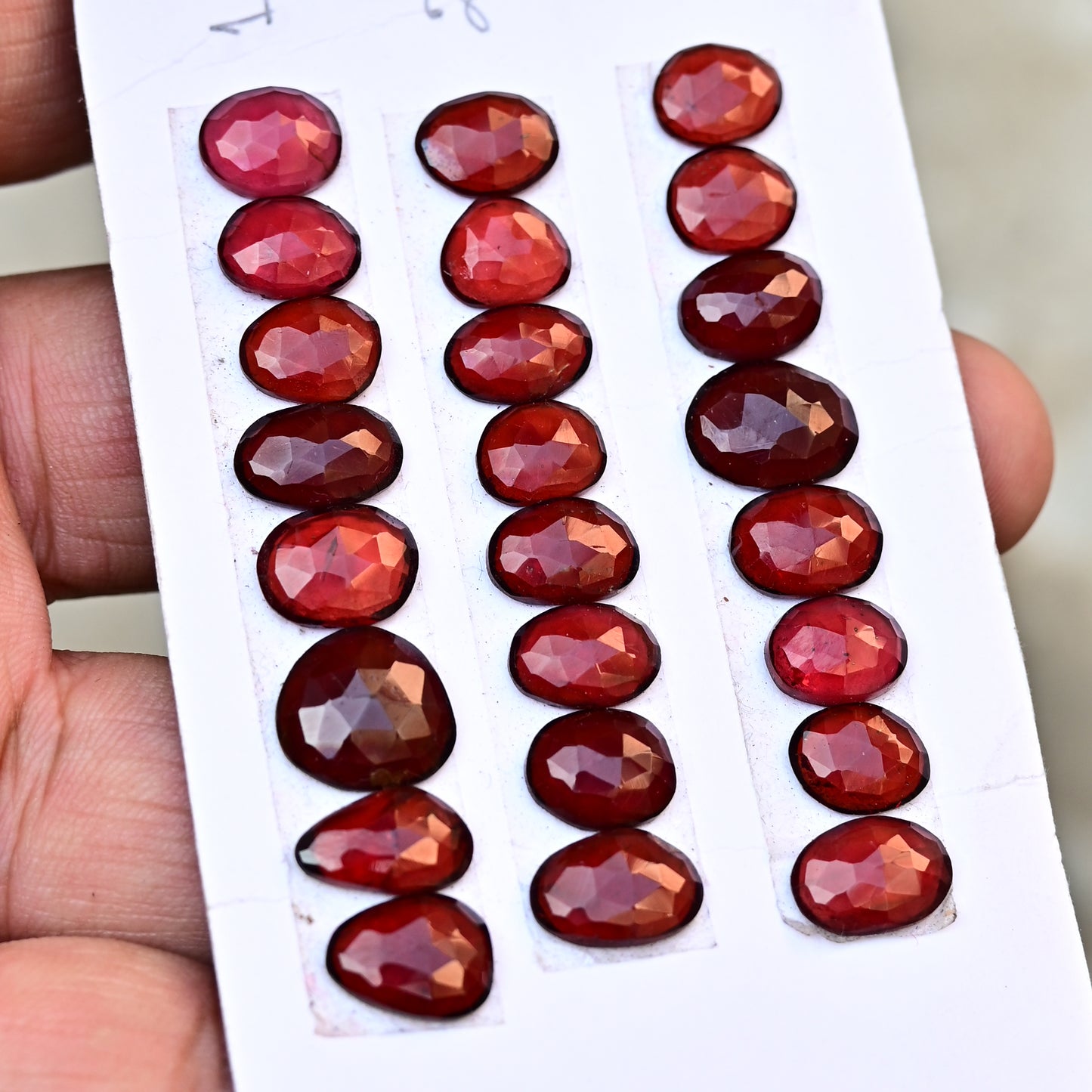 Garnet Rosecut Cabochon 8mm - 11mm AA Grade Gemstone Strip- Total 8 Pcs in One