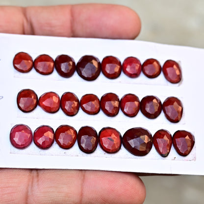 Garnet Rosecut Cabochon 8mm - 11mm AA Grade Gemstone Strip- Total 8 Pcs in One