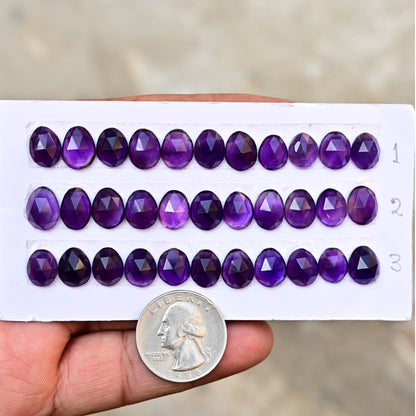 Amethyst Rosecut  Gemstone Oval shape 8x10mm - 9x11mm Jewelry Making AA Grade Gemstone Strip - Total 11 Pcs in One