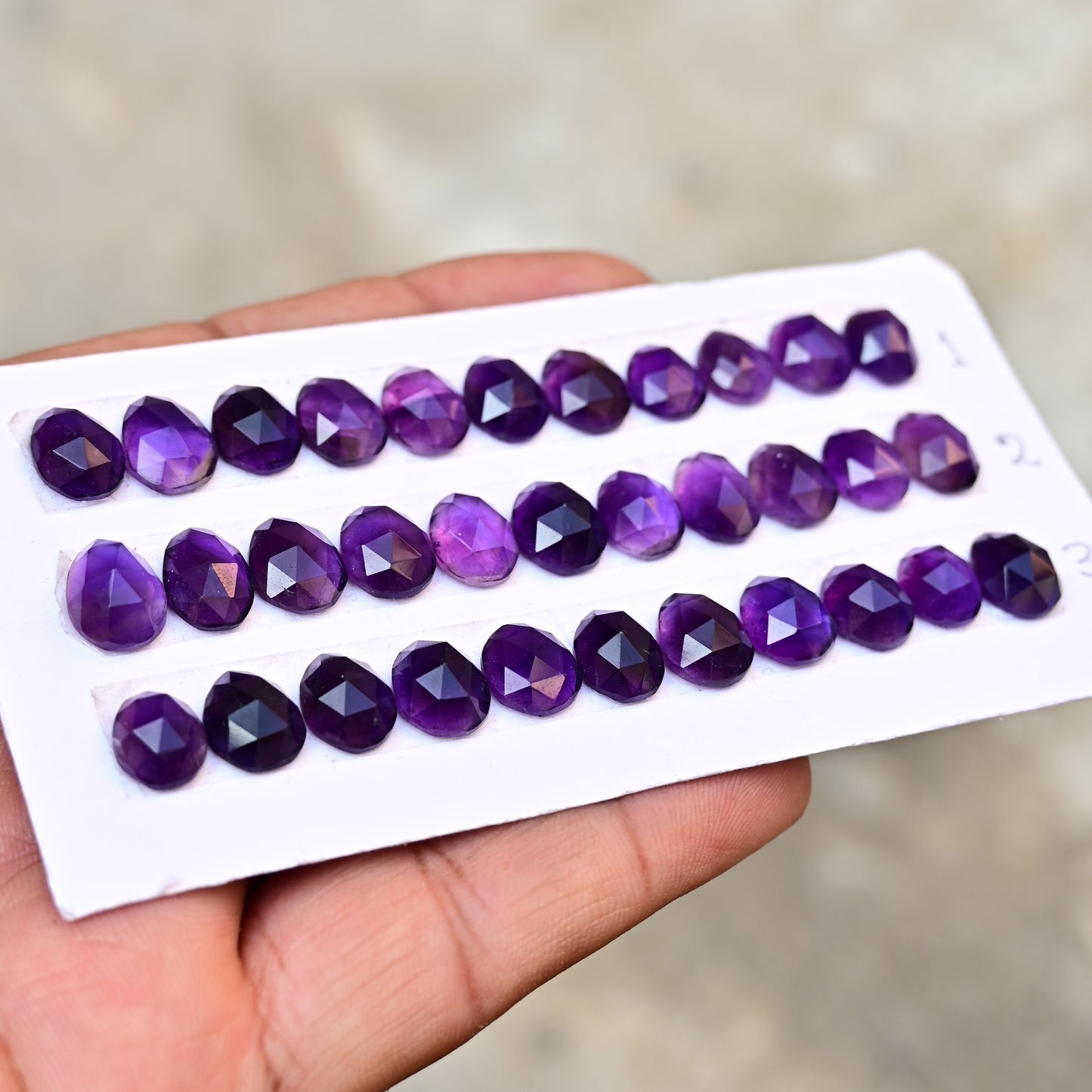 Amethyst Rosecut  Gemstone Oval shape 8x10mm - 9x11mm Jewelry Making AA Grade Gemstone Strip - Total 11 Pcs in One