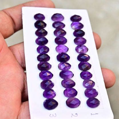 Amethyst Rosecut  Gemstone Oval shape 8x10mm - 9x11mm Jewelry Making AA Grade Gemstone Strip - Total 11 Pcs in One