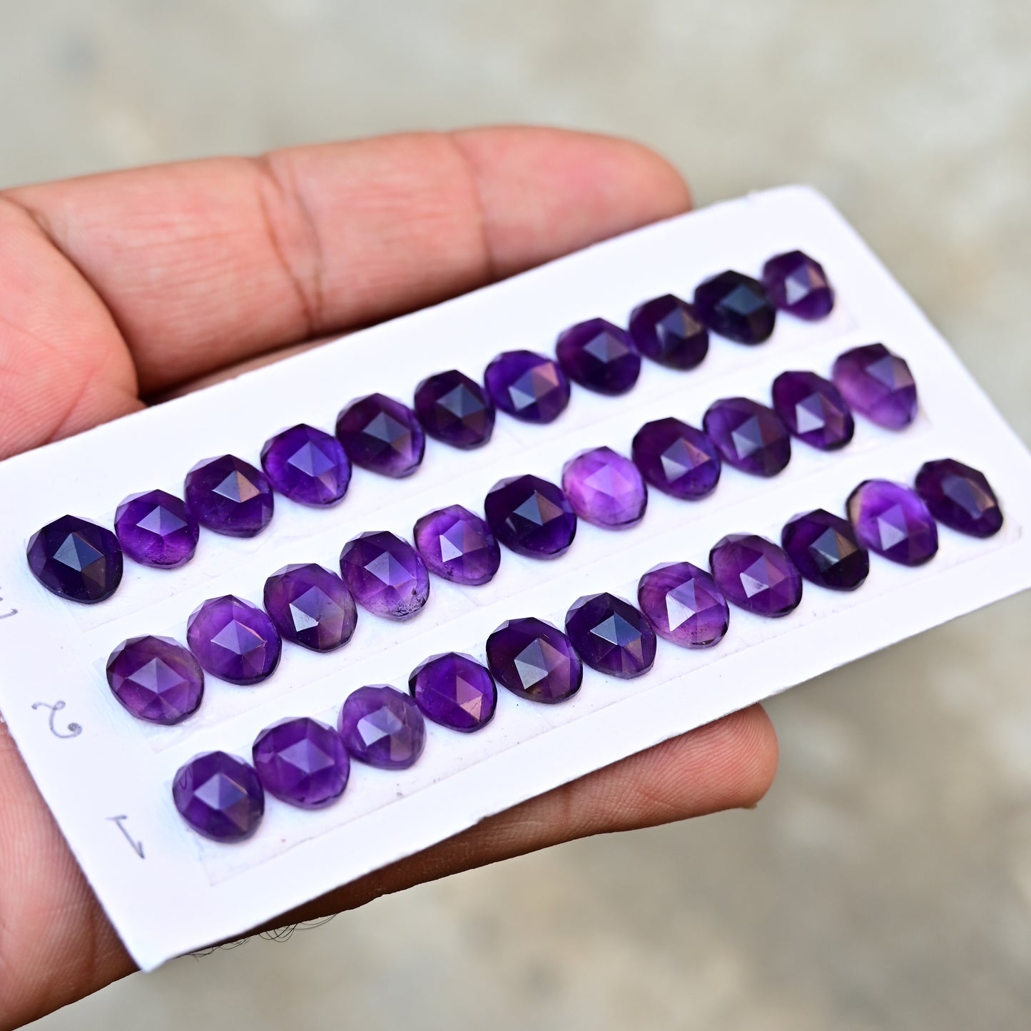 Amethyst Rosecut  Gemstone Oval shape 8x10mm - 9x11mm Jewelry Making AA Grade Gemstone Strip - Total 11 Pcs in One